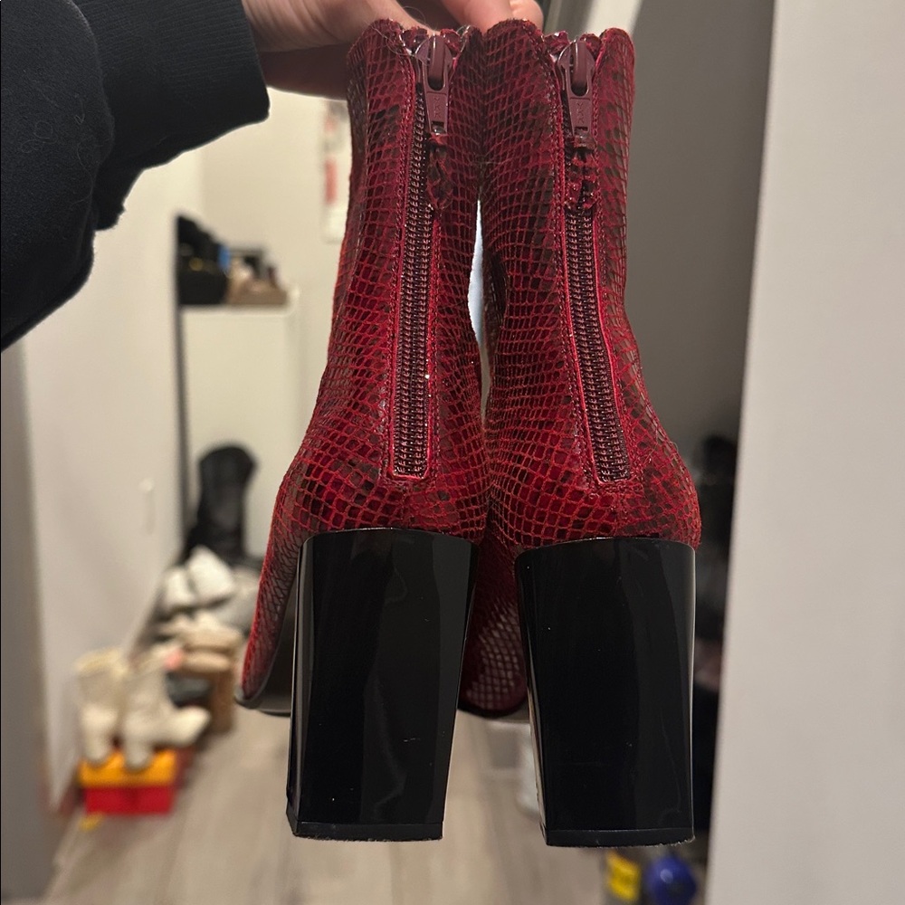 Stuart Weitzman Red Ankle Boots - Picture 10 of 11